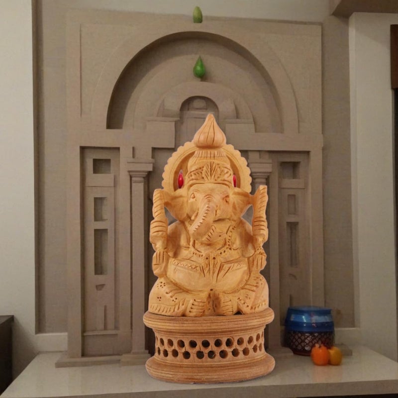 DHYANARSH Wooden Ganesh Idol - Hand Carved Lord Ganesha Wood Sculpture - God of Prosperity and Fortune Brown - Image 2